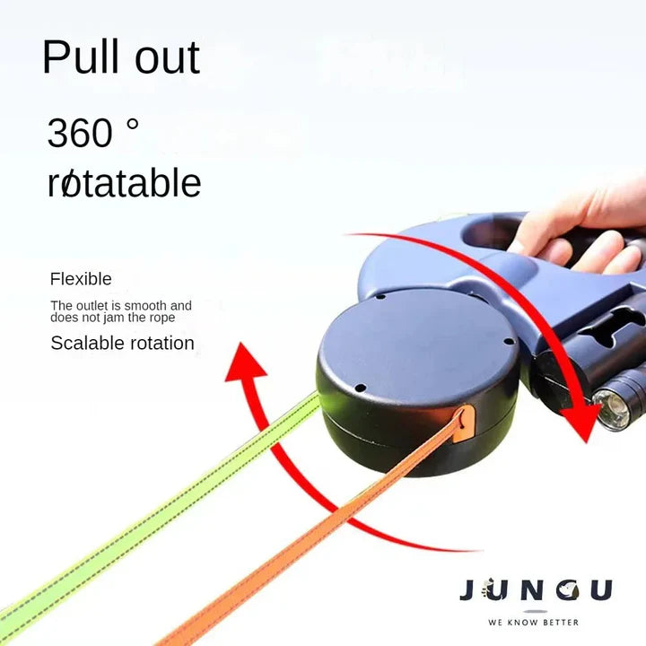 PAWDICE™ Automatic Retractable Dual Dog leash with LED for safer 2 Dogs Walks