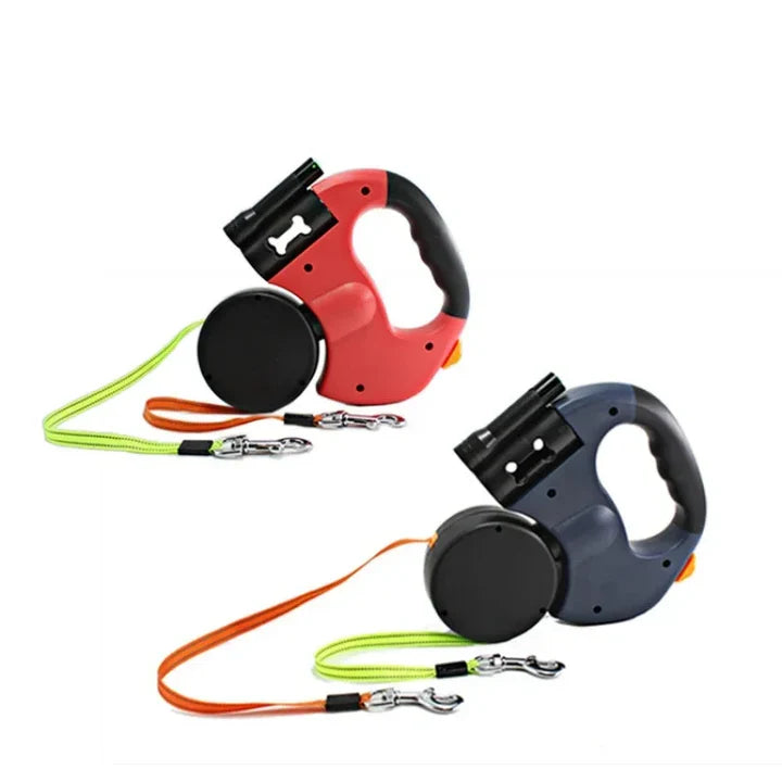 PAWDICE™ Automatic Retractable Dual Dog leash with LED for safer 2 Dogs Walks