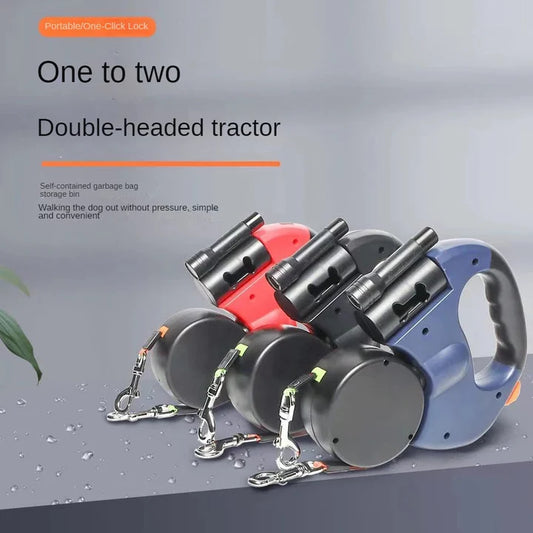 PAWDICE™ Automatic Retractable Dual Dog leash with LED for safer 2 Dogs Walks