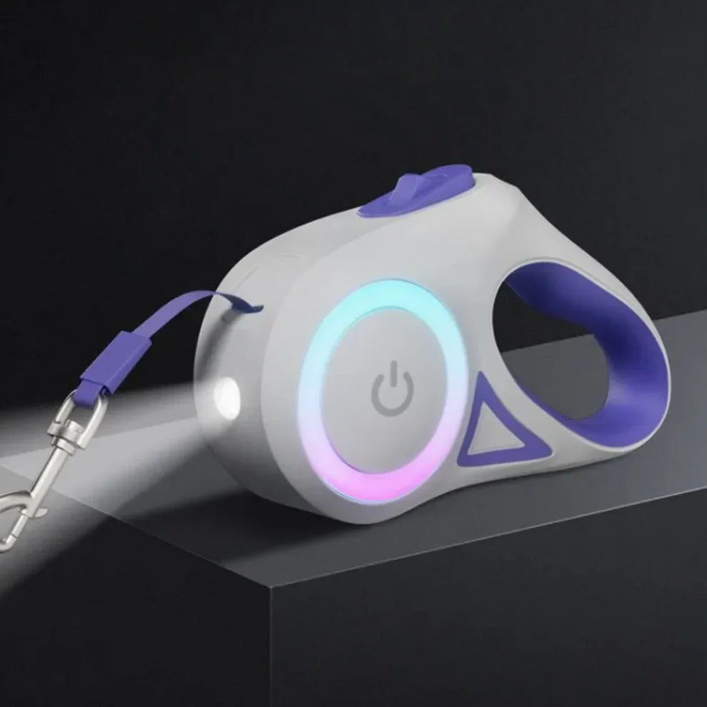 PAWDICE™ FANTASTIC RETRACTABLE DOG LEASH WITH LED LIGHT EASY NIGHT WALKS